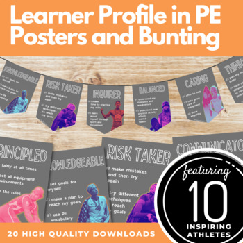 Preview of PYP MYP Learner Profile in PE Posters and Bunting
