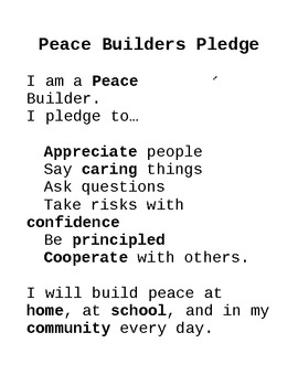 Preview of PYP Peace Builders Pledge
