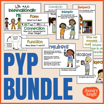 Preview of PYP Poster Bundle • Classroom Decor for Learner Profile, Attitudes & More!