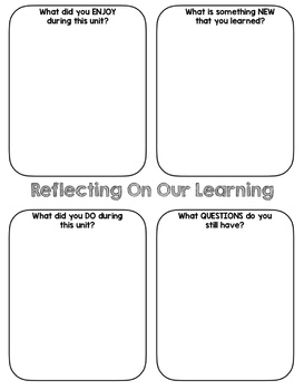 Preview of PYP Unit Reflection Pages