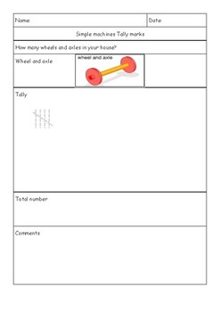 Preview of PYP unit How the World Works, Counting Simple Machines, Tally Chart, Bar Graph