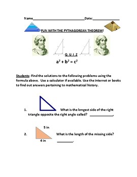 Preview of PYTHAGOREAN THEOREM PROJECT GRADES 7-12