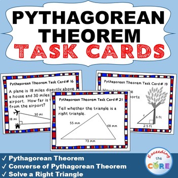 Preview of PYTHAGOREAN THEOREM - Task Cards {40 Cards}