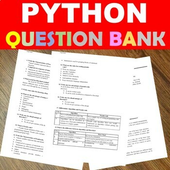 Preview of PYTHON programming and problem solving-question bank with solutions.