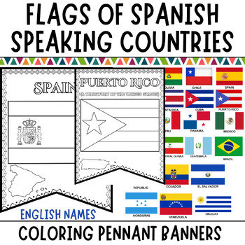Preview of Países de habla hispana - Spanish Speaking Countries Flags Classroom Decor