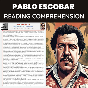 Preview of Pablo Escobar Reading Reading Comprehension Worksheet Drug Lord Cocaine Trade