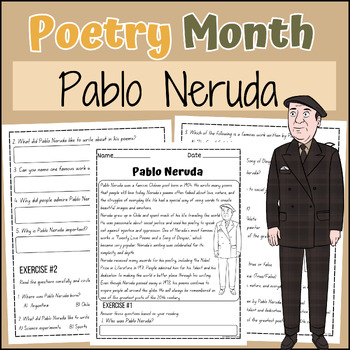 Preview of Pablo Neruda National Poetry Month Reading Comprehension Passage & Questions