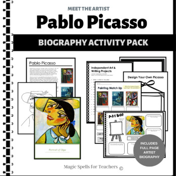 Preview of Pablo Picasso Activities - Picasso Biography Activity Unit - Easy Art Sub Lesson