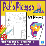 Pablo Picasso Activity, 5 Art Projects Color in, cut out a