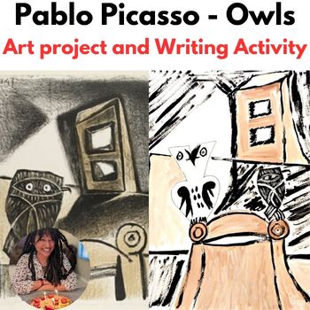 Preview of Pablo Picasso Art Lesson Owls 2nd-5th Grade History Writing Activity