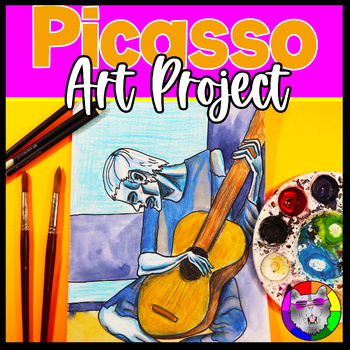 Preview of Pablo Picasso Art Lesson, Blue Period Guitarist Artwork for 6th - 9th Grade