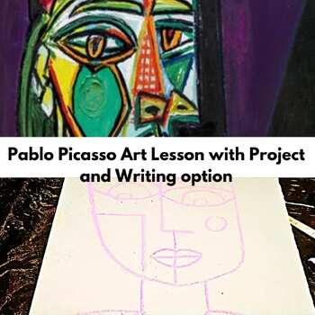 Preview of Pablo Picasso Art Lesson Masks Chalk Pastel Pre-K to 3rd Art History and Lesson