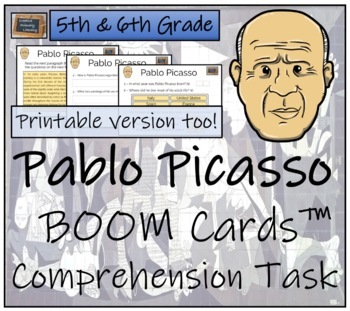 Preview of Pablo Picasso BOOM Cards™ Comprehension Activity 5th Grade & 6th Grade