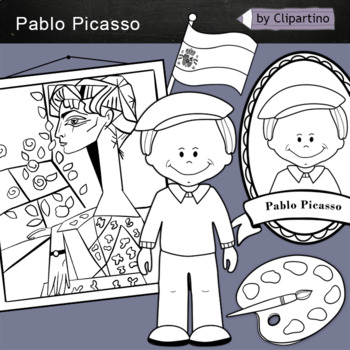 Preview of Pablo Picasso Clipart: BW black white