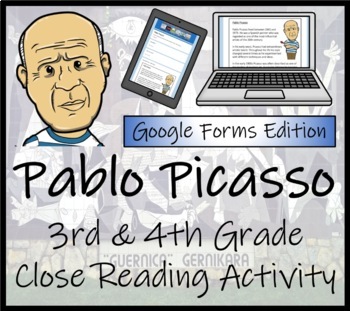 Preview of Pablo Picasso Close Reading Activity Digital & Print | 3rd Grade & 4th Grade