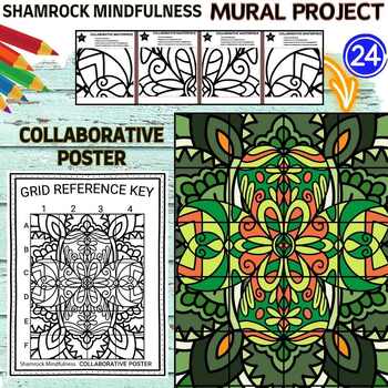 Preview of Shamrock Mindfulness Collaborative Poster Mural Project St Patrick’s Day Craft
