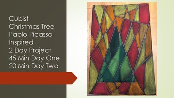 Pablo Picasso Kids art cubist Cubism Christmas Holiday Tree step by step  project