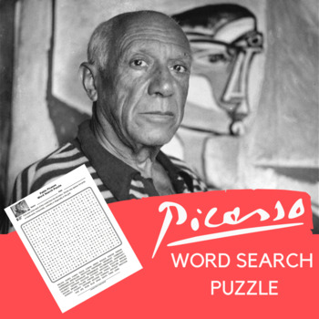 Preview of Pablo Picasso Word Search Puzzle - Pablo Picasso Activity - Famous Artists