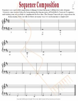 Preview of Pachelbel's Canon Composition Exercise for Piano Composing with Sequences