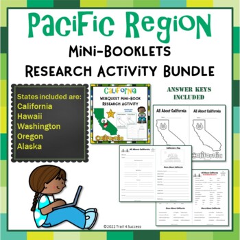 Preview of Pacific West Region Worksheets Bundle State Webquests Mini Books