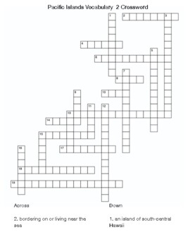 Pacific Islands Vocabulary 2 Crossword by Northeast Education TPT
