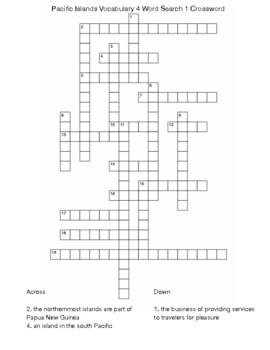 Pacific Islands Vocabulary 4 Crossword by Northeast Education TPT