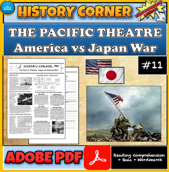 Preview of Pacific Theatre |America vs Japan War Overview|Reading Comprehension| Wordsearch