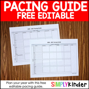 Preview of Free Editable Pacing Guide 2024-2025 for Curriculum Planning & Back to School