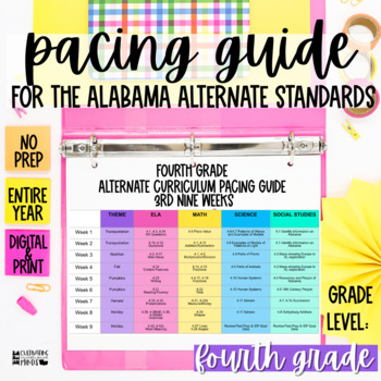 Preview of Pacing Guide For Alabama Alternate Achievement Standards 4th Fourth Grade AAS