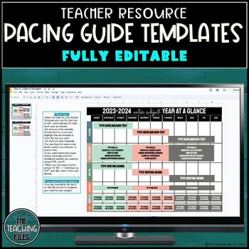 Preview of Pacing Guide and Year At A Glance Editable Templates Full Year
