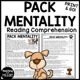 Pack Mentality in Dogs Reading Comprehension Worksheet Cal