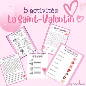 Preview of Pack de 5 activités en français sur la Saint-Valentin