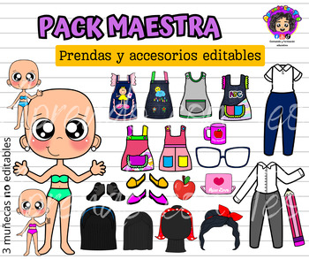 Preview of Pack muñequita trajesitos editables