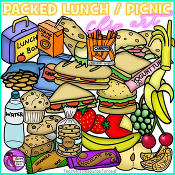 Preview of Packed Lunch / Picnic Snack Food realistic clip art
