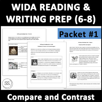 Preview of Packet #1 WIDA ACCESS Prep Reading and Writing Compare and Contrast (5 subjects)