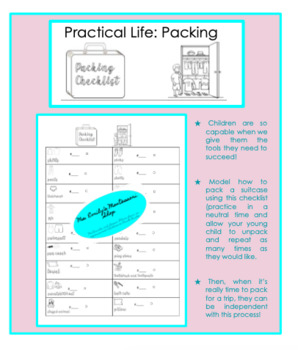 Preview of Practical Life: Packing a Suitcase Checklist | Montessori Distance Learning