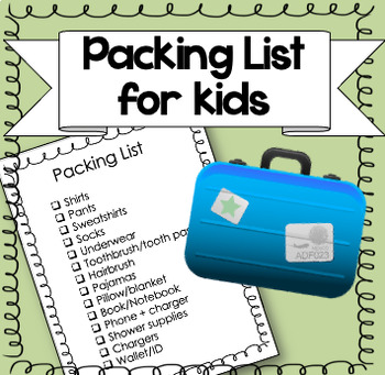 Preview of Packing List for Kids {Editable for any age group!}