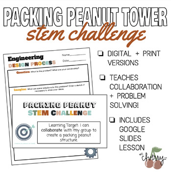 Preview of Packing Peanut Tower- STEM/STEAM Challenge Lesson (Engineering Design Process)