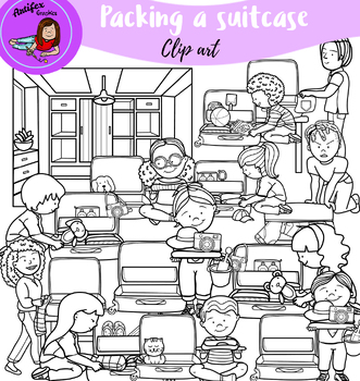 packing a suitcase clipart