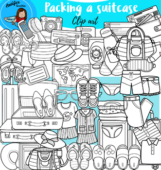suitcase with clothes clipart