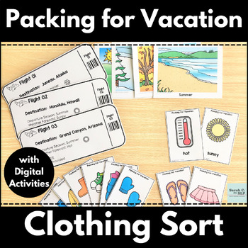 Preview of Packing for Vacation Sorting Clothing by Seasons & Weather Vocabulary Activities