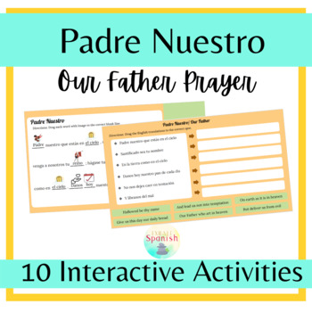 Preview of Padre Nuestro Our Father Prayer Spanish Interactive Activities Listening Reading