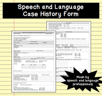 Preview of Paediatric Speech and Language Case History Form (for Children) Developmental