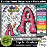 PaezArt Funky Font Polka dot Overlays: Alphabet, Numbers, Symbols