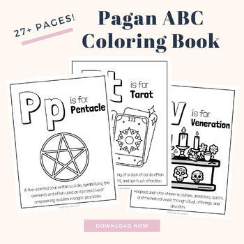 Preview of Pagan ABC Coloring Book Printable - Wiccan - Religious Studies