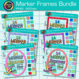 Page Border Clipart Bundle: 87 Bright Rainbow Frames Clip 