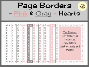 Preview of Valentine Borders/Frames - Pink and Gray Hearts