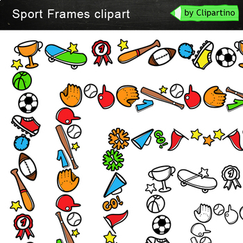 Preview of Sport Borders and Frames Clipart for Commercial Use.