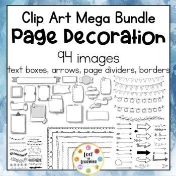 Preview of Page Decoration Clip Art | 100+ Text Boxes, Arrows, Borders | Growing Bundle