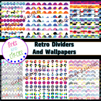 Preview of Dividers and Digital Papers Clipart - Retro Bundle